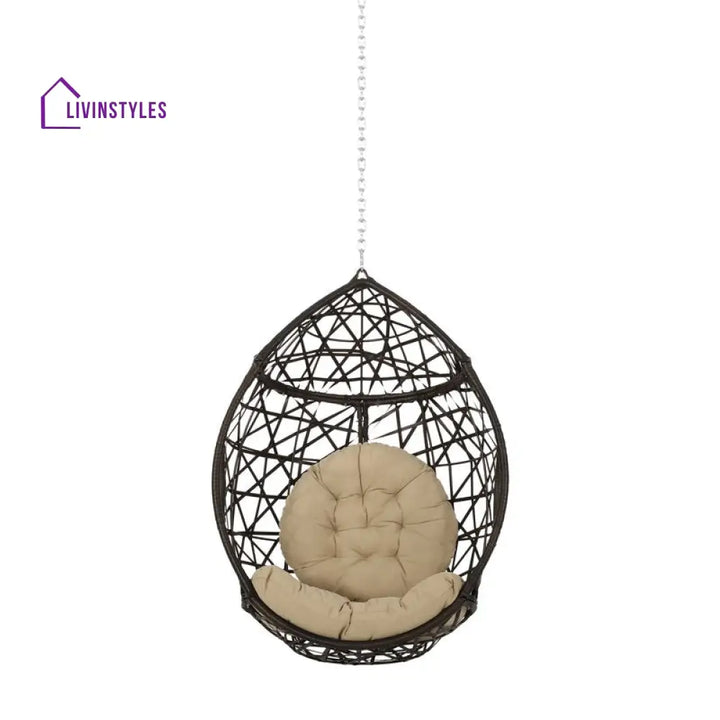Bruno Single Seater Hanging Swing Without Stand For Balcony Garden Swing (Dark Brown) - Swings