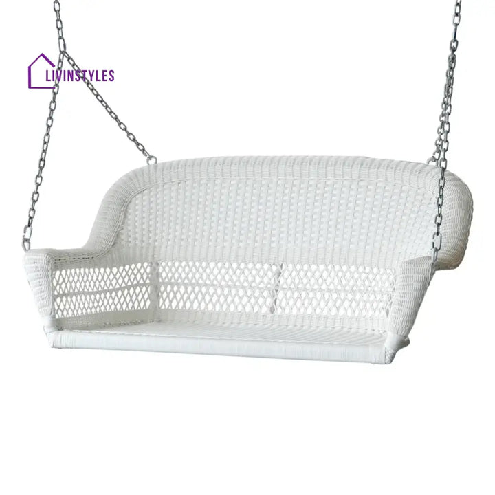 Bryn Double Seater Hanging Swing Without Stand For Balcony Garden Swing (White) - Swings