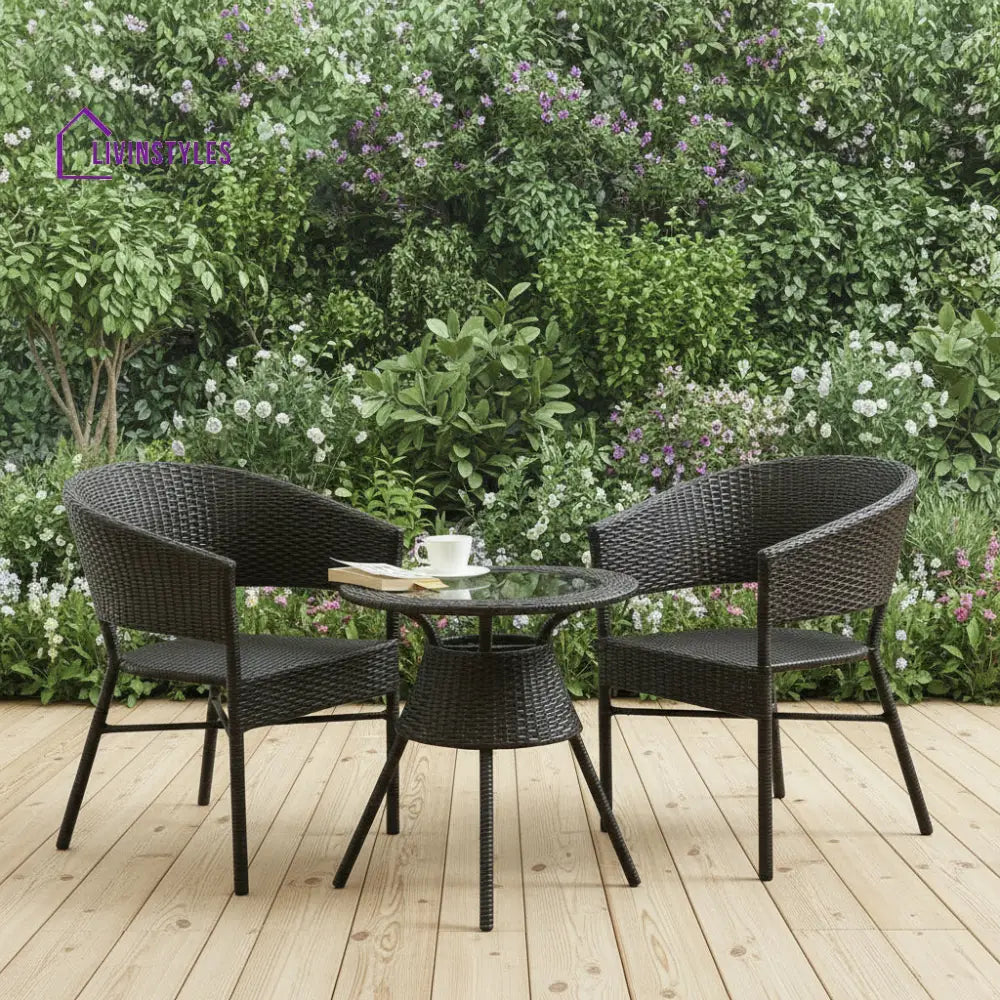 Bud Outdoor Patio Seating Set 2 Chairs and 1 Table Set (Brown) Coffee Table Sets