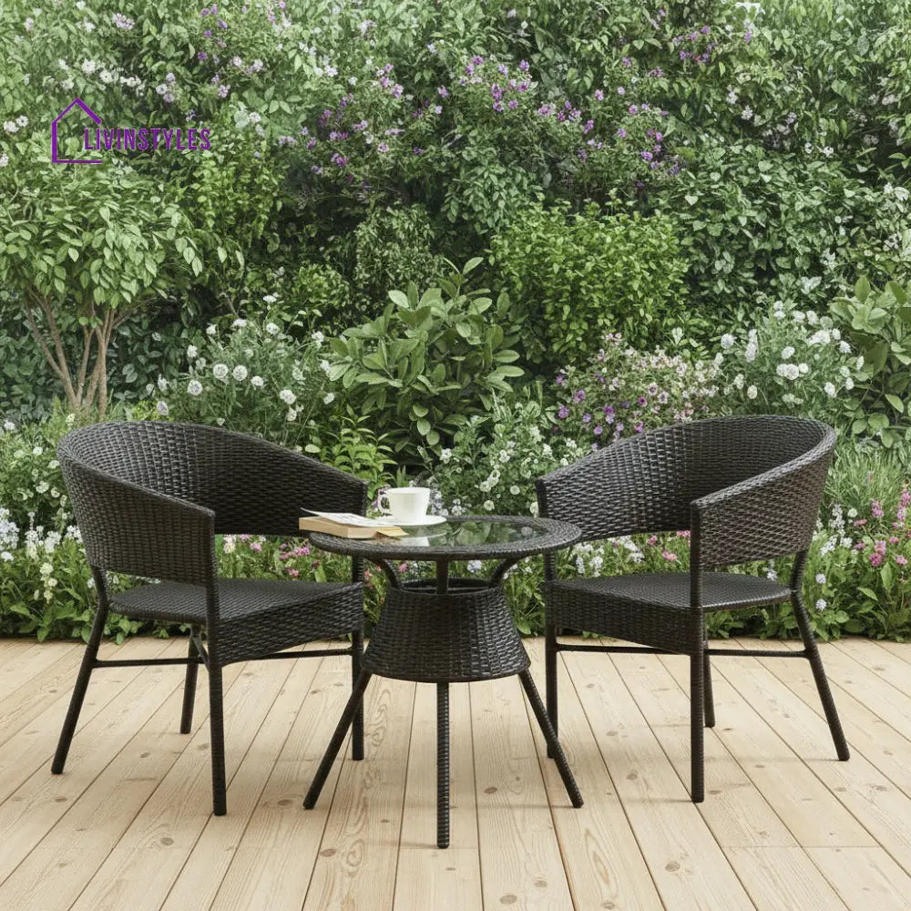 Bud Outdoor Patio Seating Set 2 Chairs and 1 Table Set (Brown) Coffee Table Sets