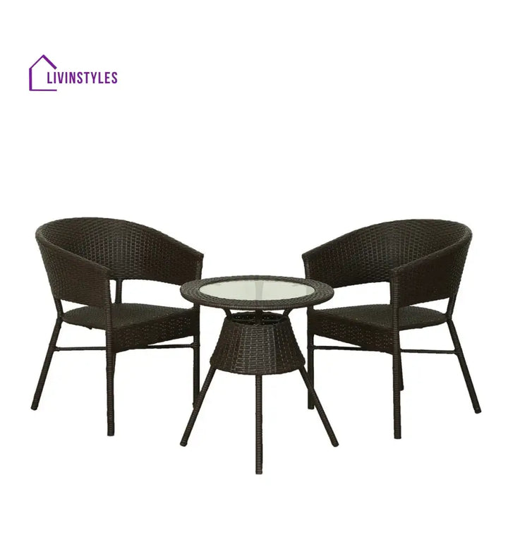 Bud Outdoor Patio Seating Set 2 Chairs and 1 Table Set (Brown) Coffee Table Sets