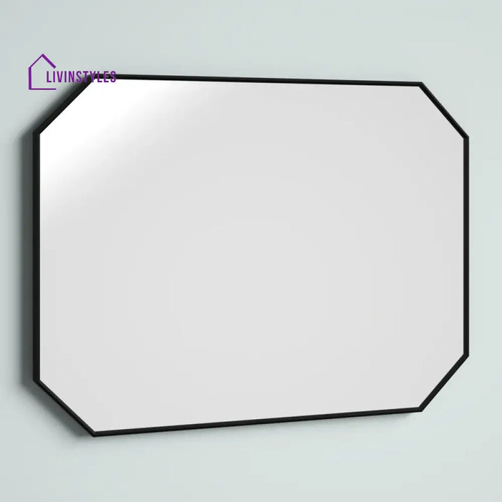Bunny Minimalist Rectangular Designer Black Metal Finish Bathroom Mirror Wall Mirror