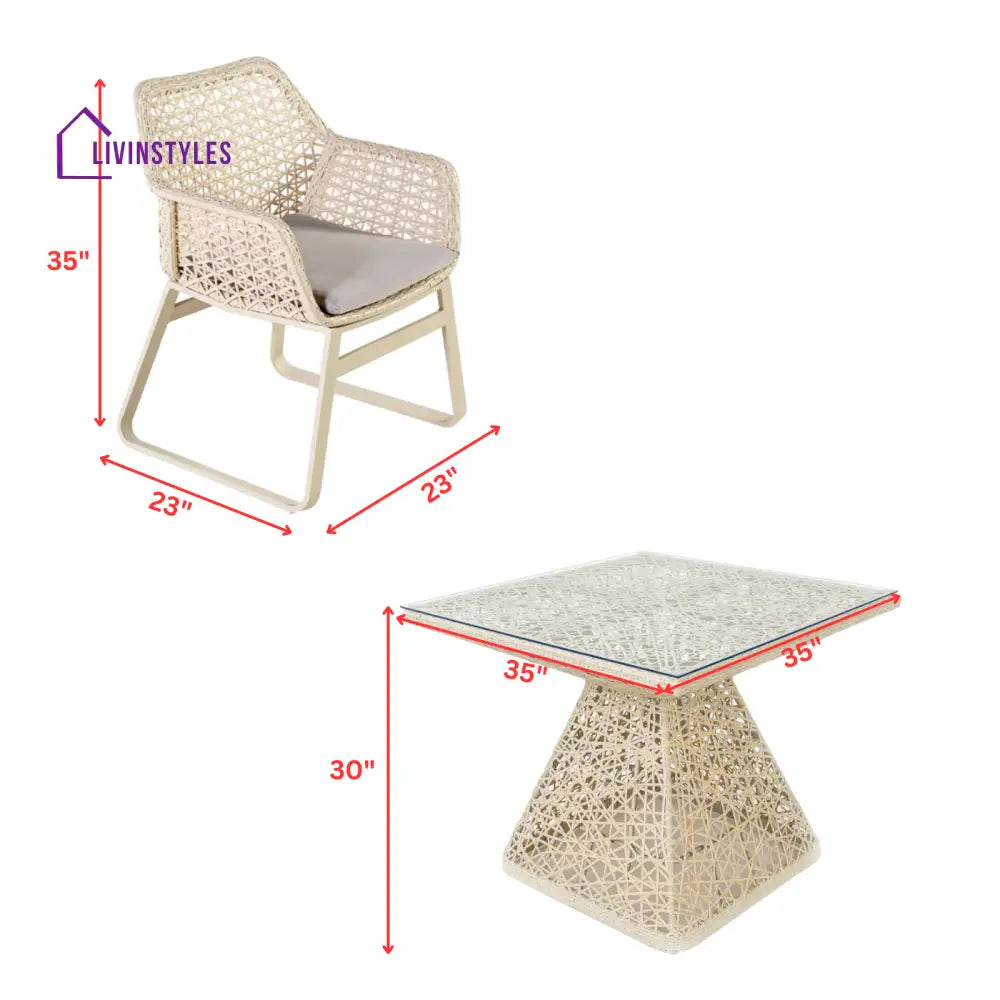 Buratti Outdoor Patio Dining Set 4 Chairs and 1 Table (Beige) - Dining sets