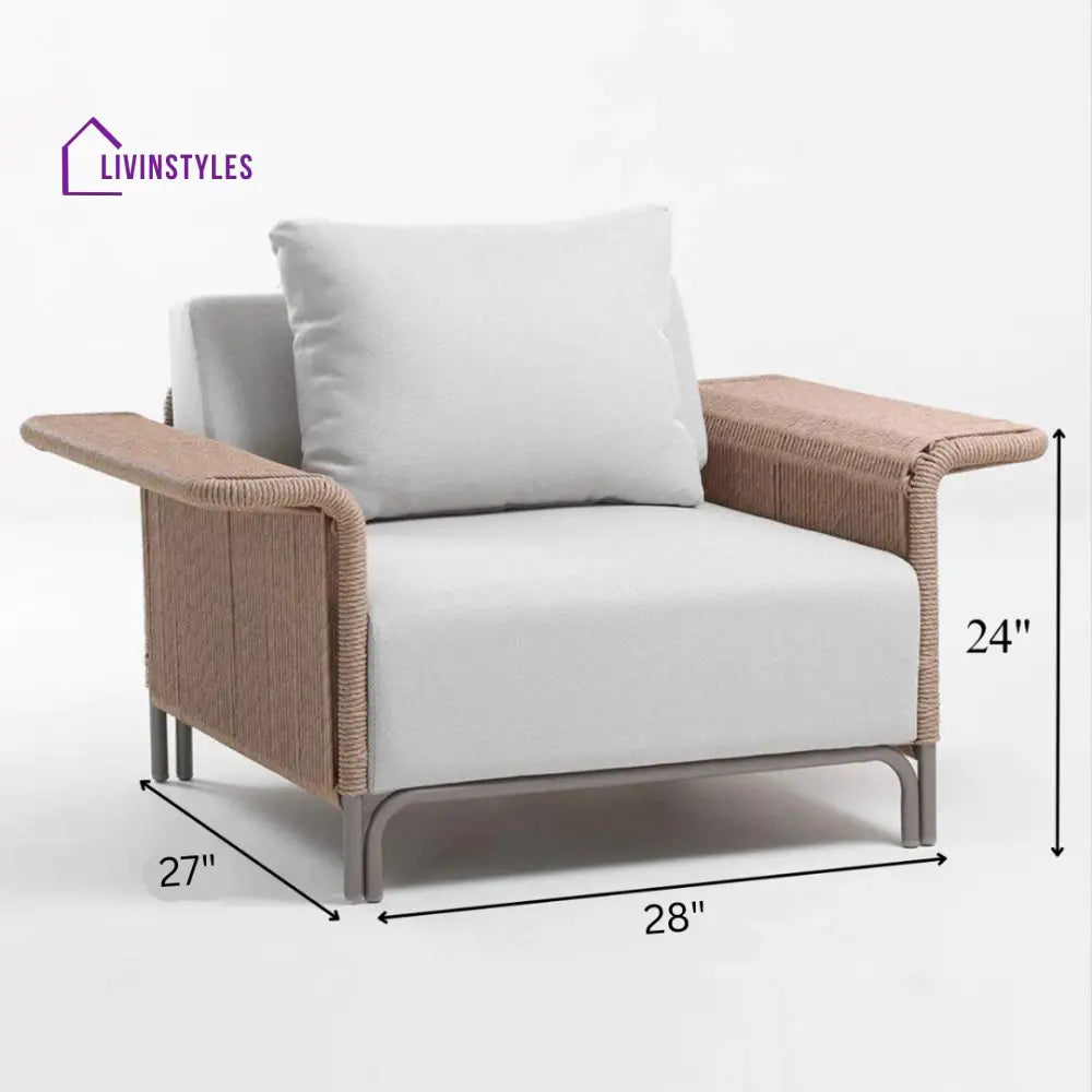 Buratti Outdoor Sofa Set 2 Seater 2 Single seater and 1 Center Table Braided & Rope - Sofa Sets