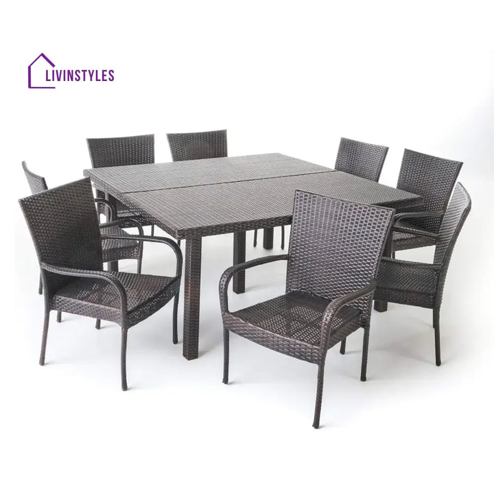 Busisiwe 9-Piece Outdoor Stacking Wicker Square Dining Set - Dining Set