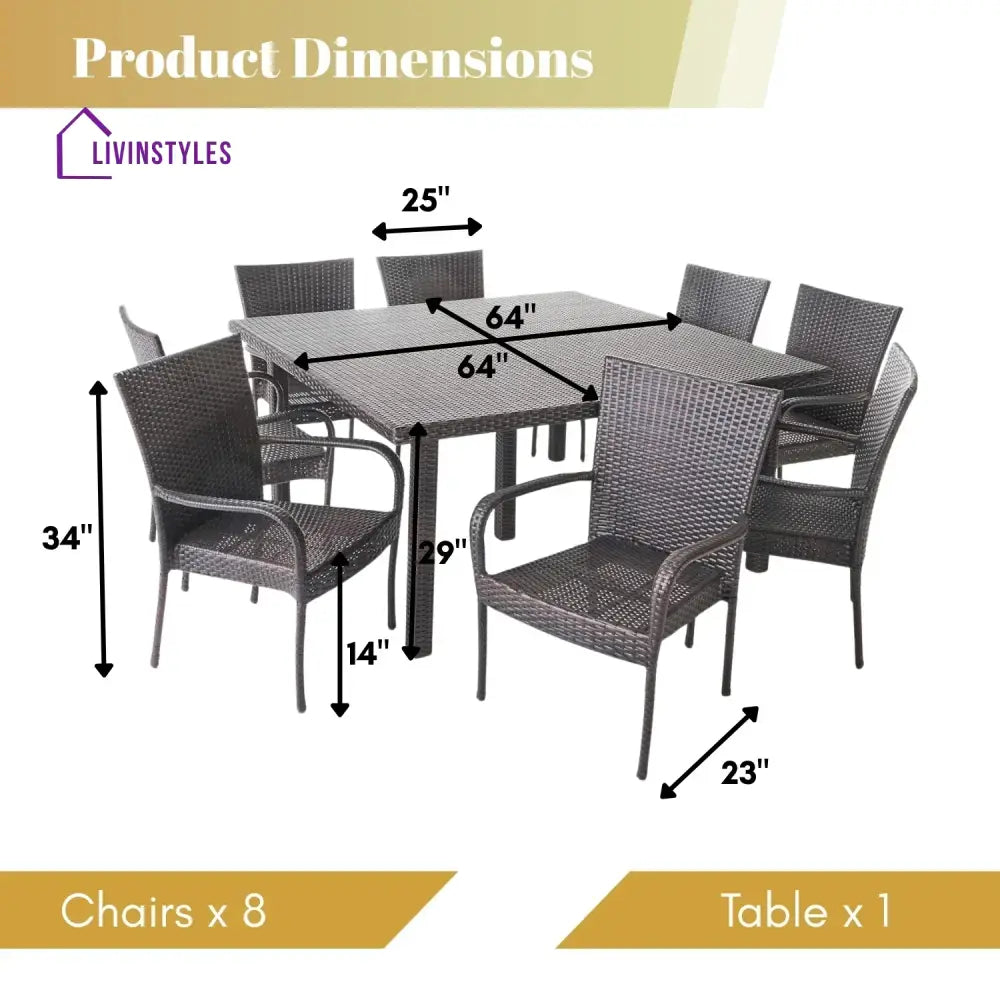 Busisiwe 9-Piece Outdoor Stacking Wicker Square Dining Set - Dining Set