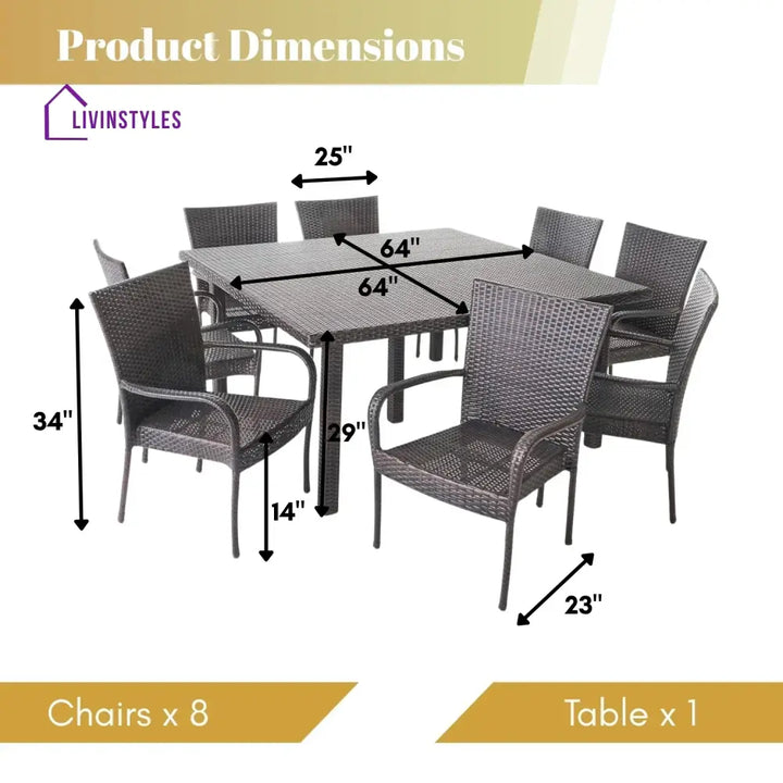 Busisiwe 9-Piece Outdoor Stacking Wicker Square Dining Set - Dining Set