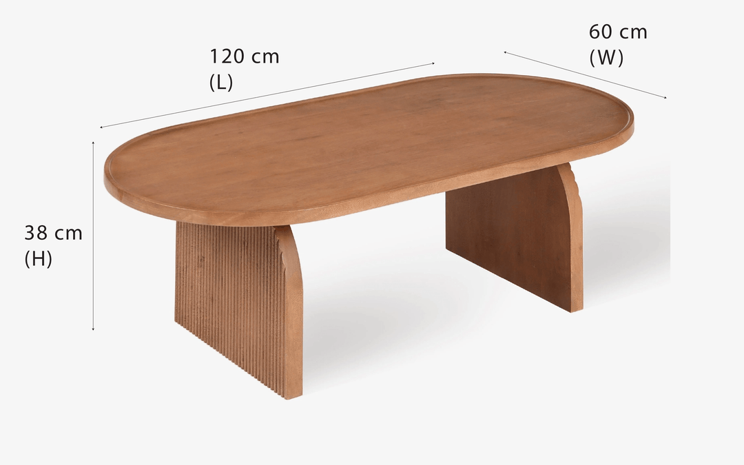 Ekta Curved Edge Center Table | Accacia Wood Coffee For Living Room