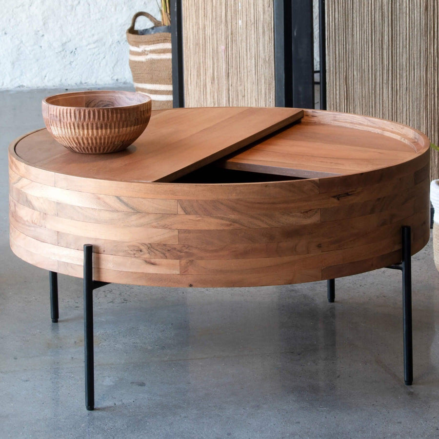 Queen Unique Wooden Coffee Table | Drum Shape Multipurpose Table For Home Coffee Table