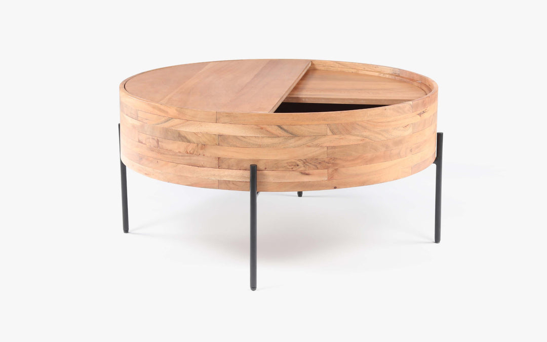 Queen Unique Wooden Coffee Table | Drum Shape Multipurpose Table For Home Coffee Table