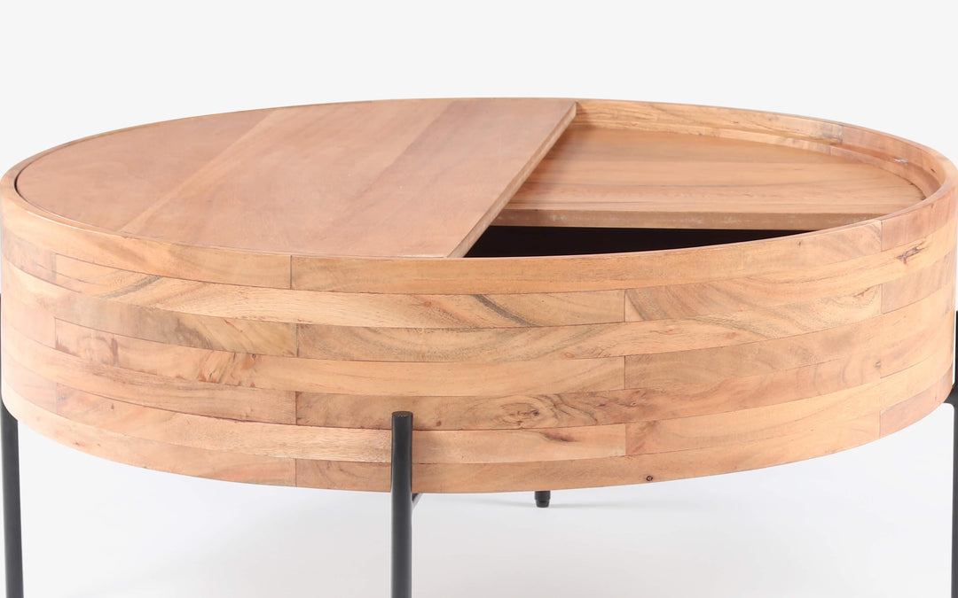 Queen Unique Wooden Coffee Table | Drum Shape Multipurpose Table For Home Coffee Table