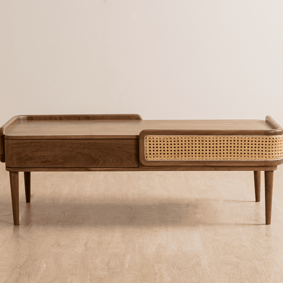 Deepika Kyoto Coffee Table | Wooden Bench With Storage Drawer