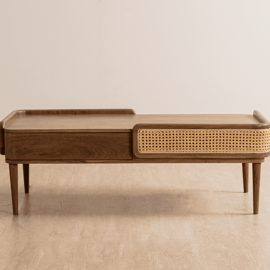 Deepika Kyoto Coffee Table | Wooden Bench With Storage Drawer