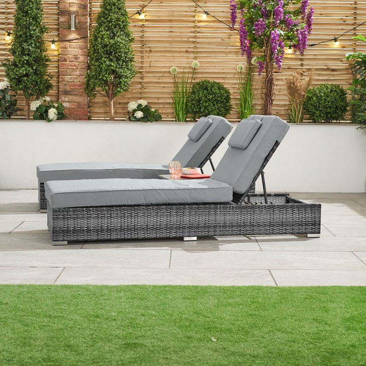 Arrigo Outdoor Swimming Poolside Lounger Set of 2 (Black + Grey)