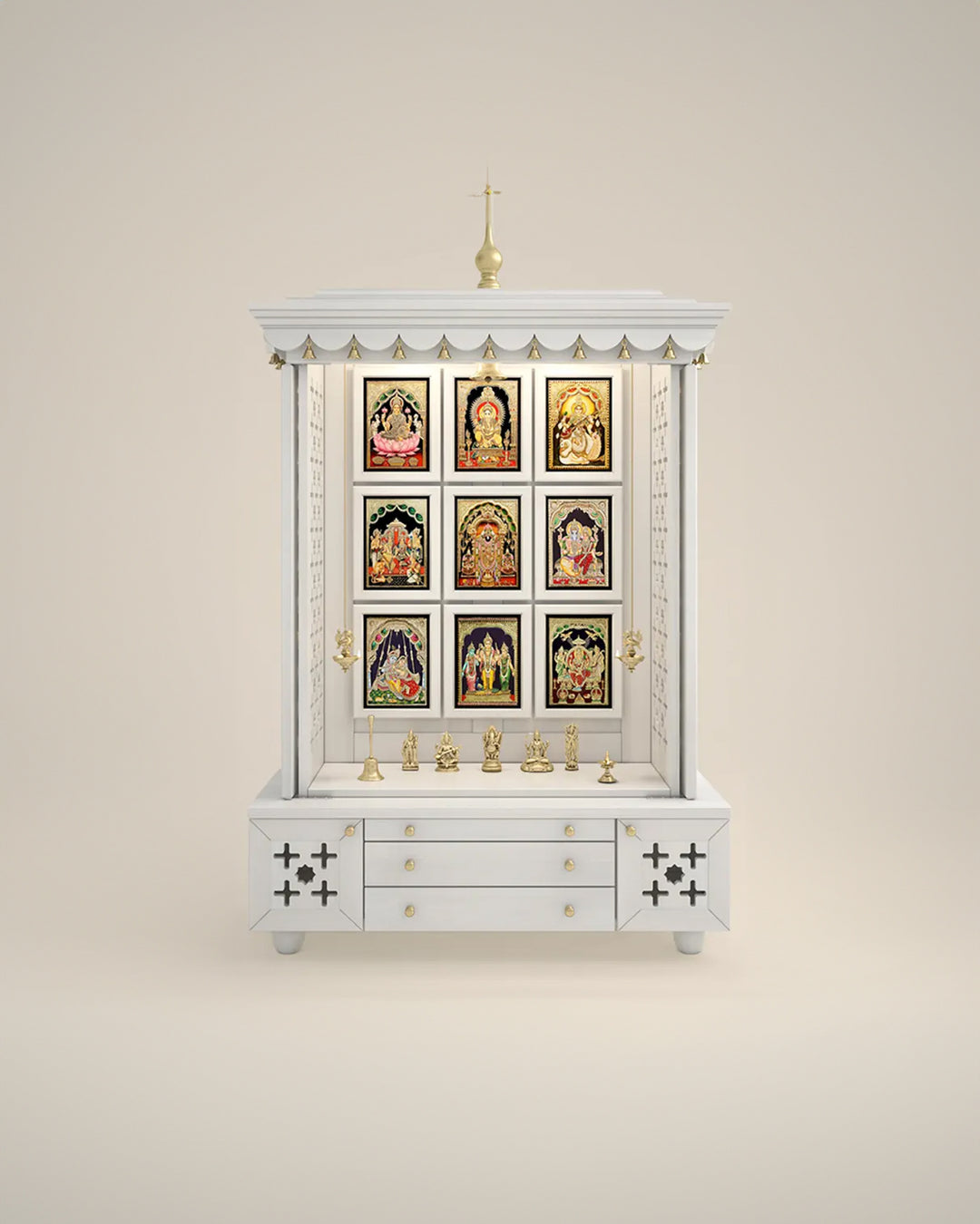 Maria Large Wooden Pooja Mandir for Home | Handcrafted Home Temple