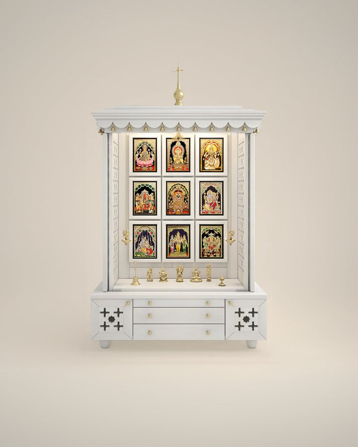 Maria Large Wooden Pooja Mandir for Home | Handcrafted Home Temple
