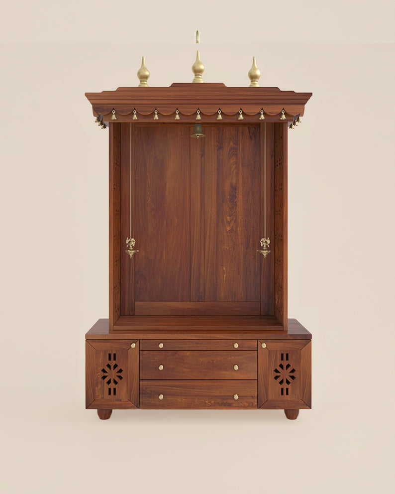 Daria Large Wooden Pooja Mandir for Home | Handcrafted Home Temple