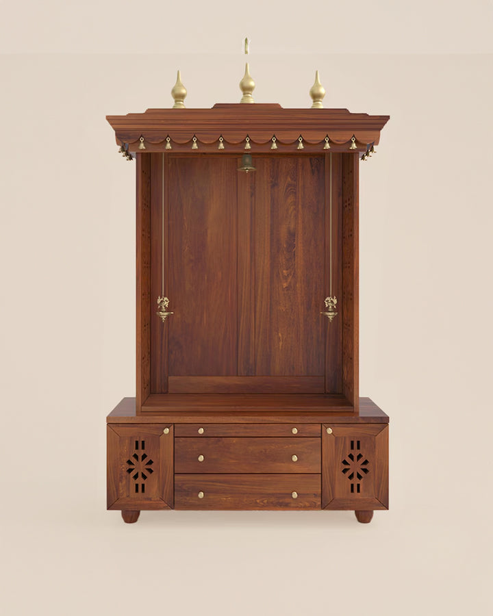Daria Large Wooden Pooja Mandir for Home | Handcrafted Home Temple