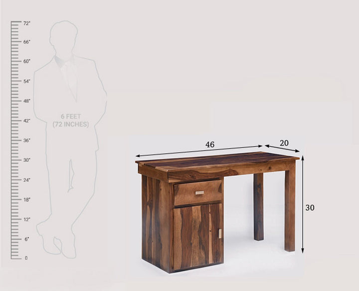 Bianca Solid Wood Writing Study Table, Study Laptop Desk with Drawer