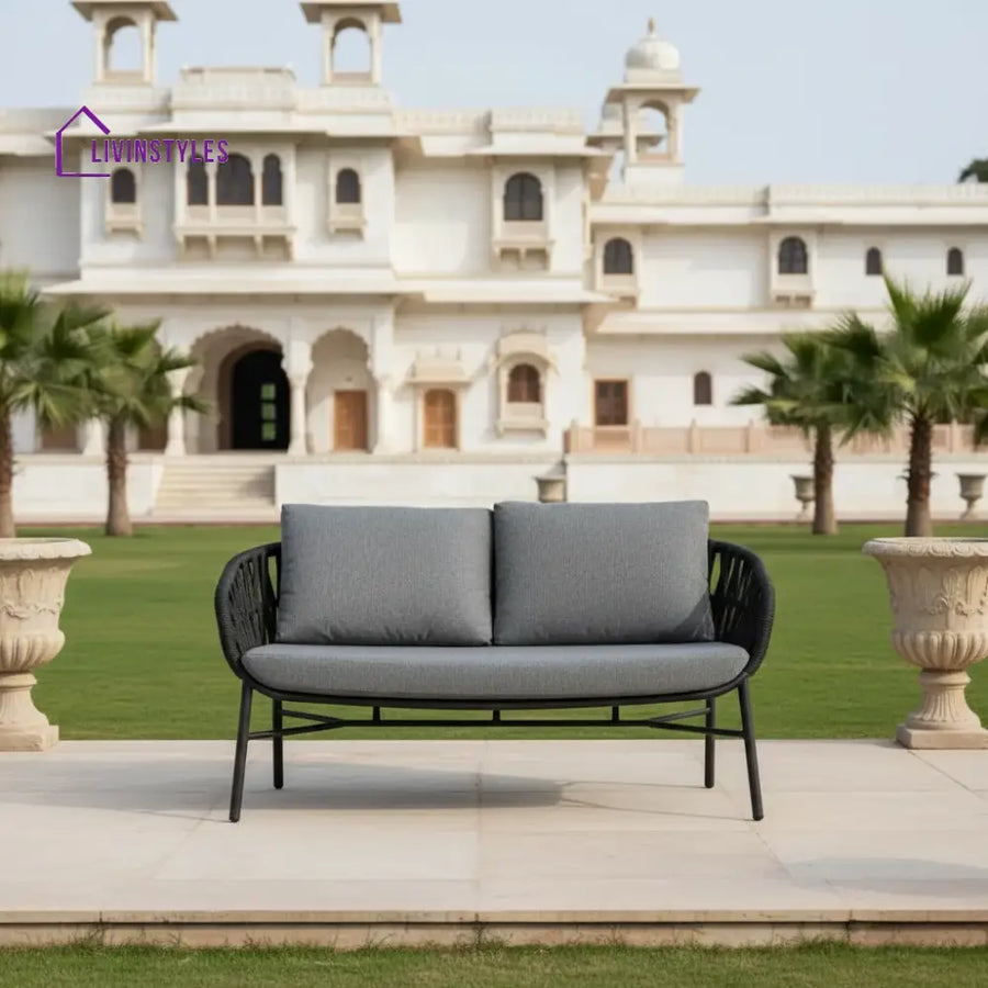 Cafaro Outdoor Sofa Set 2 Seater (Grey) Braided & Rope - Sofa Sets
