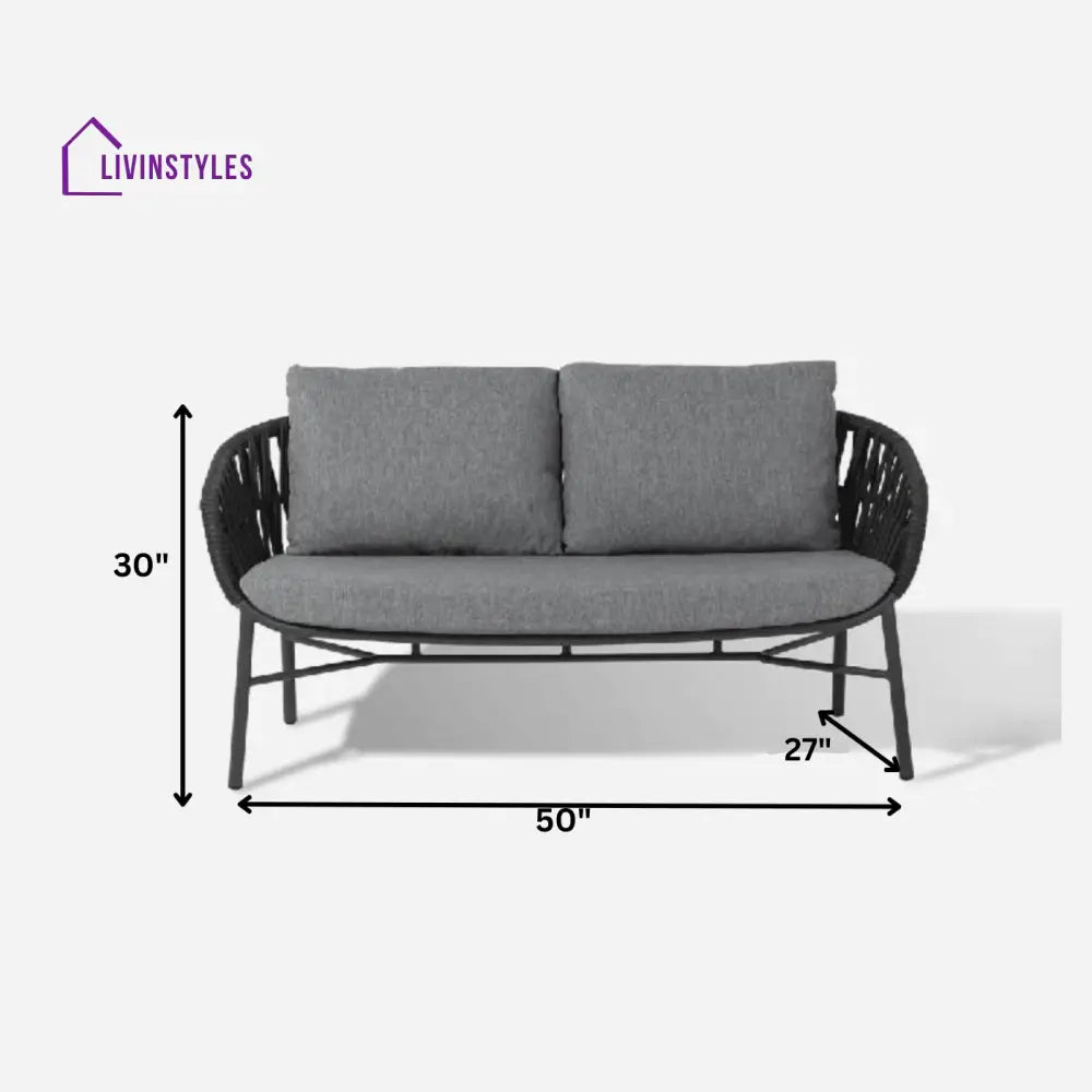 Cafaro Outdoor Sofa Set 2 Seater (Grey) Braided & Rope - Sofa Sets
