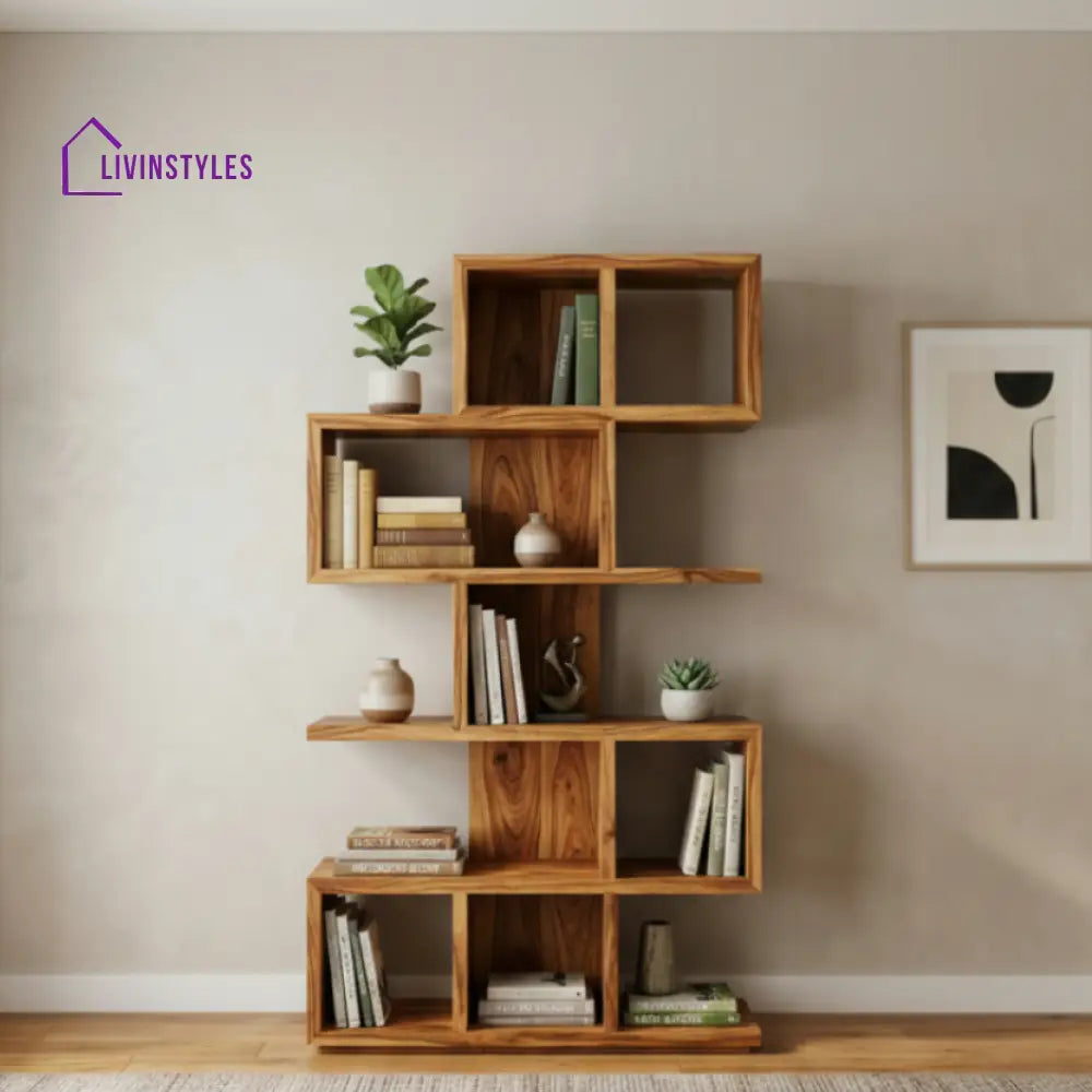 Cagney Sheesham Wood Ladder Book Shelf (Honey Finish)