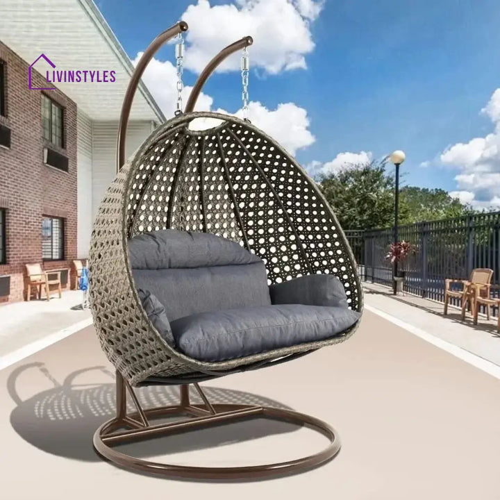 Caihong Double Seater Hanging Swing Chair (Dark Brown/Dark Grey) Swing