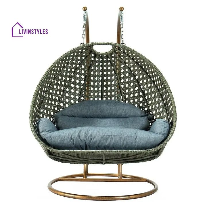 Caihong Double Seater Hanging Swing Chair (Dark Brown/Dark Grey) Swing