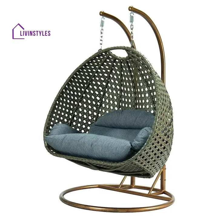 Caihong Double Seater Hanging Swing Chair (Dark Brown/Dark Grey) Swing