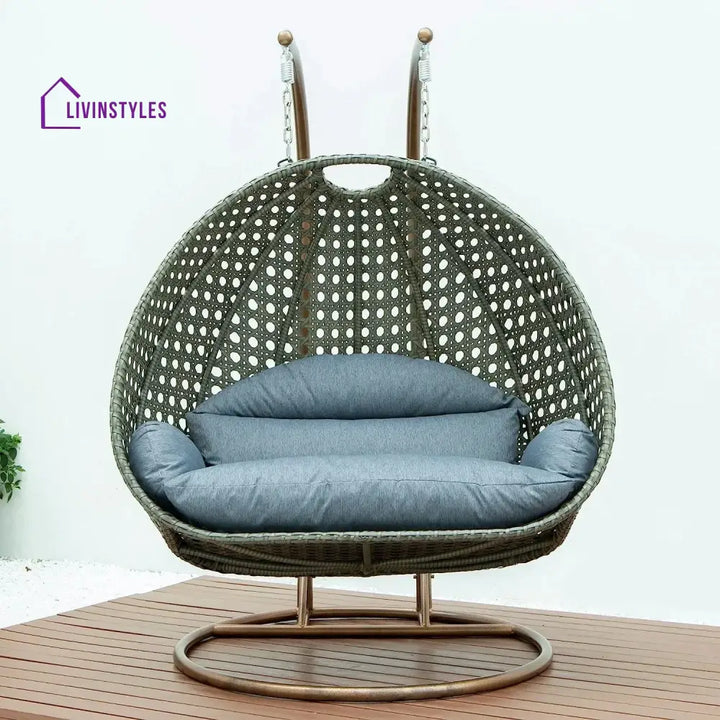 Caihong Double Seater Hanging Swing Chair (Dark Brown/Dark Grey) Swing