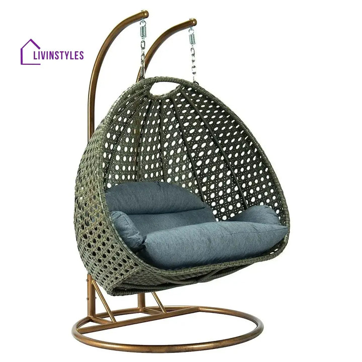 Caihong Double Seater Hanging Swing Chair (Dark Brown/Dark Grey) Swing