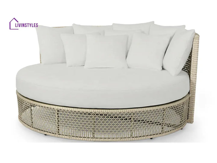 Cajetan Outdoor Poolside Sunbed With Cushion Daybed (Beige + White) - Sunbed