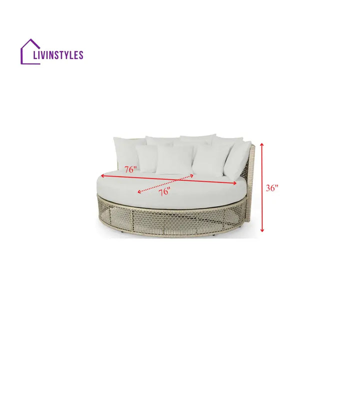 Cajetan Outdoor Poolside Sunbed With Cushion Daybed (Beige + White) - Sunbed