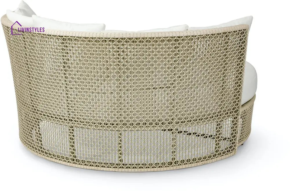 Cajetan Outdoor Poolside Sunbed With Cushion Daybed (Beige + White) - Sunbed