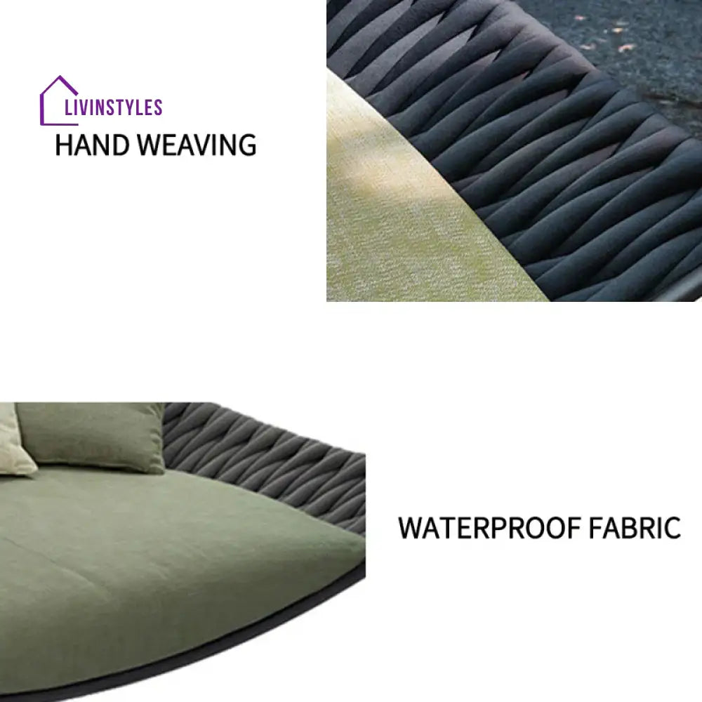 Cal Outdoor Poolside Sunbed With Cushion Daybed (Black) Braided & Rope - Sunbed