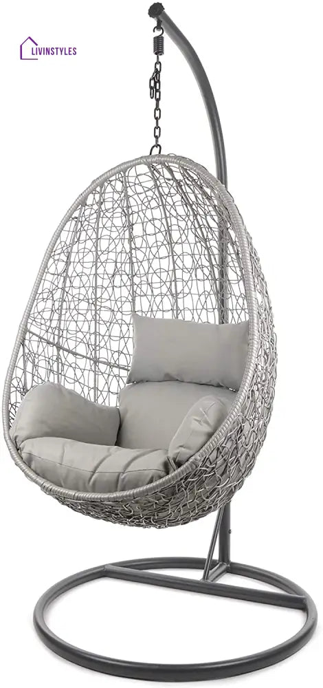 Calabresi Single Seater Hanging Swing With Stand For Balcony Garden Swing (Dark Grey) - Dark Grey - Swings
