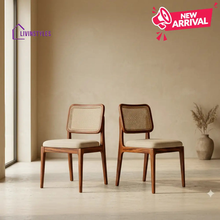Caleb Sheesham Wood Dining Chairs - Set of 2 (Honey Finish)
