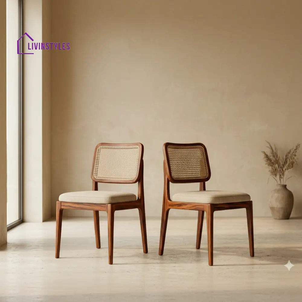 Caleb Sheesham Wood Dining Chairs - Set of 2 (Honey Finish)
