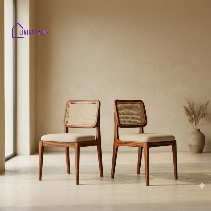 Caleb Sheesham Wood Dining Chairs - Set of 2 (Honey Finish)