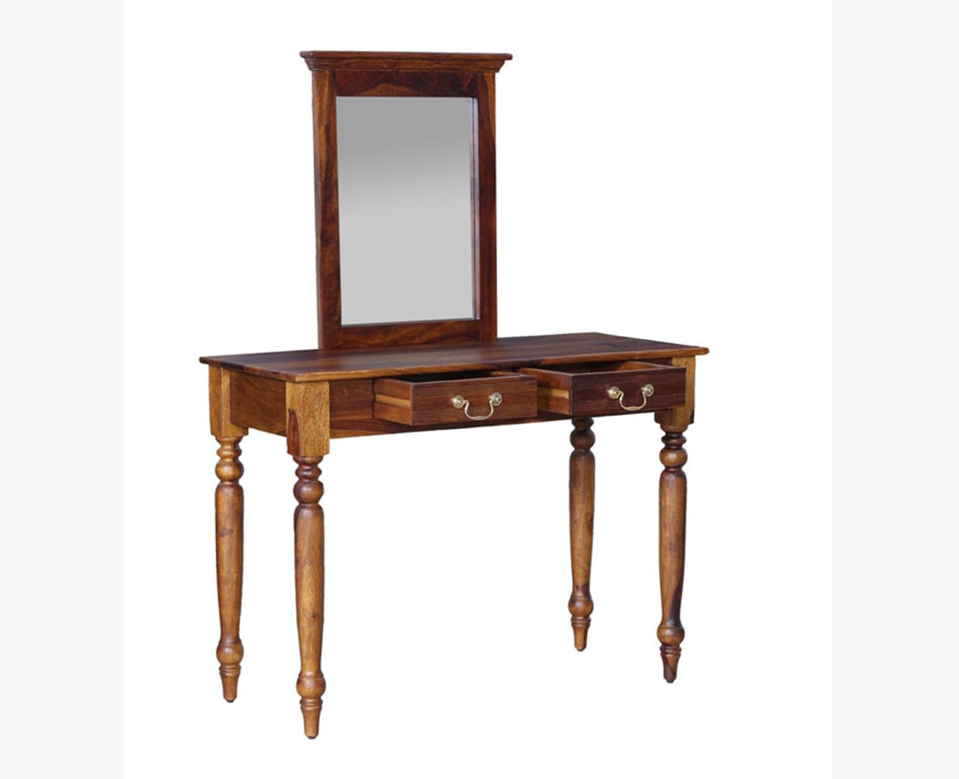 Calgary Solid Wood Dressing Table With Wall Hanging Mirror