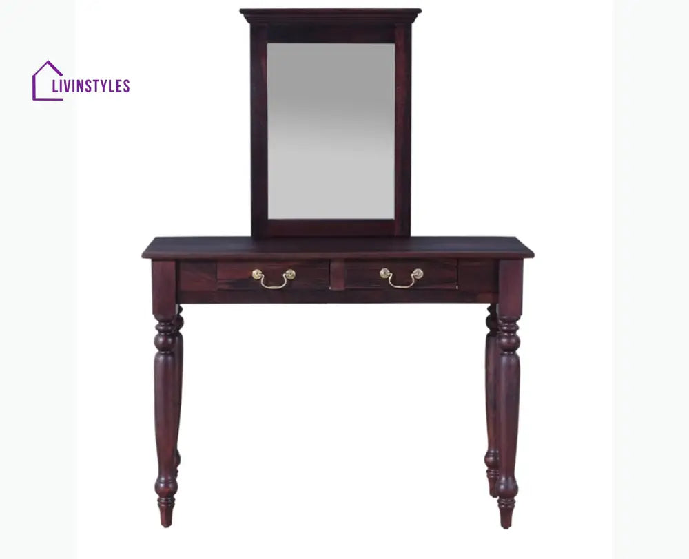Calgary Solid Wood Dressing Table With Wall Hanging Mirror - Dressers & Mirrors