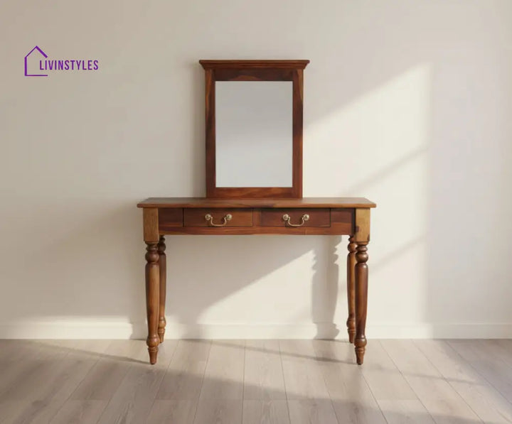 Calgary Solid Wood Dressing Table With Wall Hanging Mirror - Dressers & Mirrors