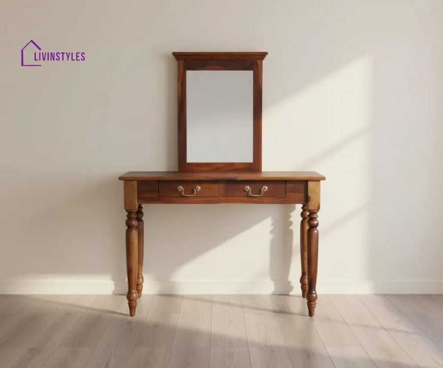 Calgary Solid Wood Dressing Table With Wall Hanging Mirror - Dressers & Mirrors