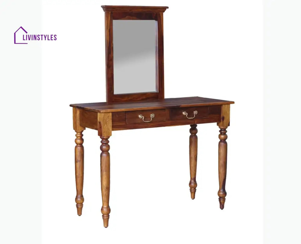 Calgary Solid Wood Dressing Table With Wall Hanging Mirror - Dressers & Mirrors