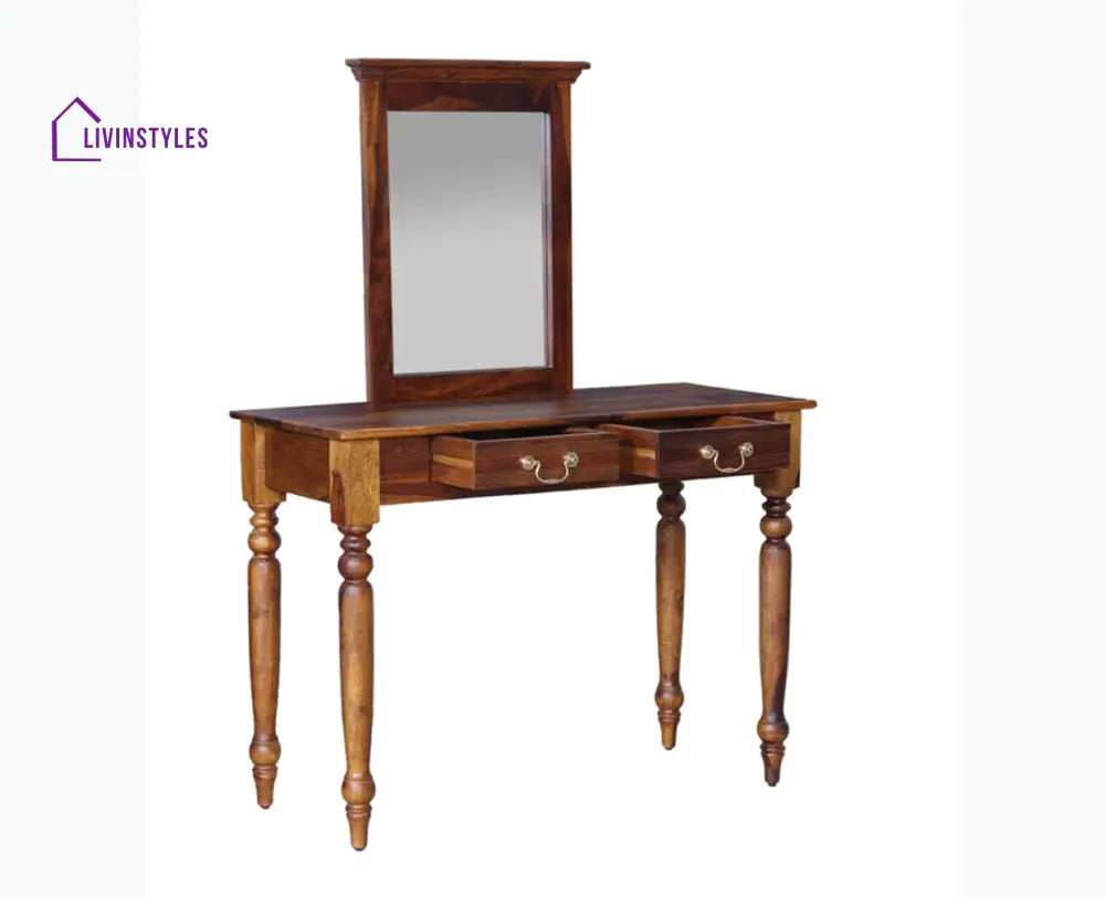 Calgary Solid Wood Dressing Table With Wall Hanging Mirror - Dressers & Mirrors