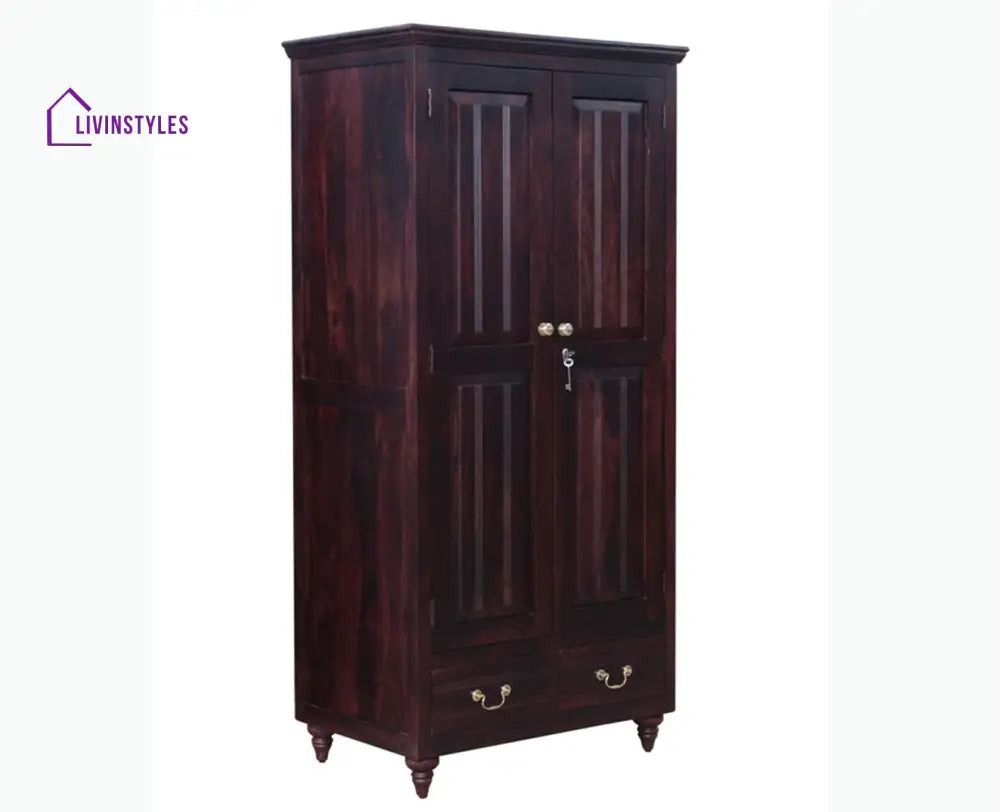 Calgary Solid Wood Two Doors Wardrobe - Wardrobes & Cabinets
