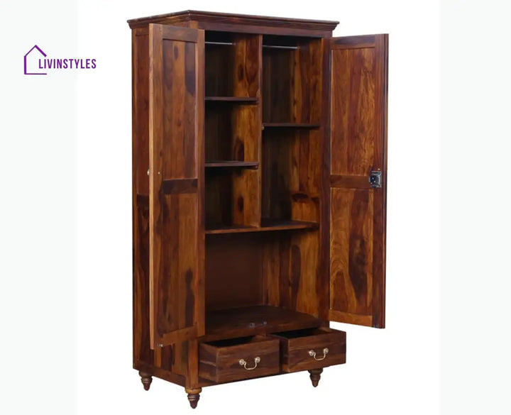 Calgary Solid Wood Two Doors Wardrobe - Wardrobes & Cabinets