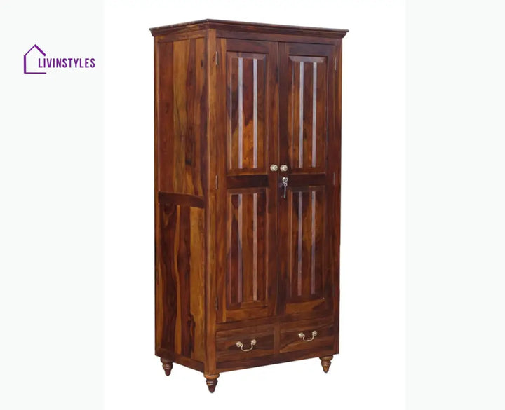 Calgary Solid Wood Two Doors Wardrobe - Wardrobes & Cabinets