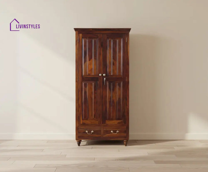 Calgary Solid Wood Two Doors Wardrobe - Wardrobes & Cabinets