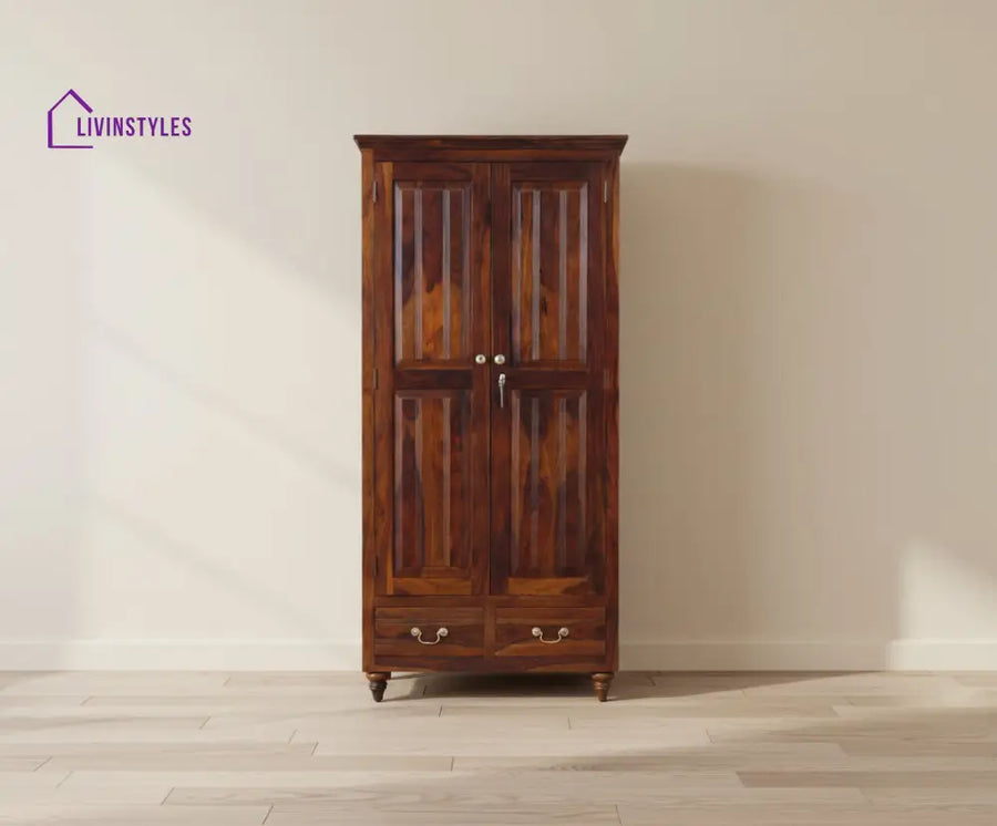 Calgary Solid Wood Two Doors Wardrobe - Wardrobes & Cabinets